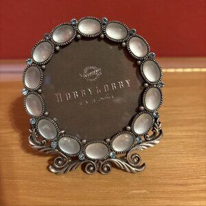 Blue Jeweled Picture Photo Frame Rhinestones Circle